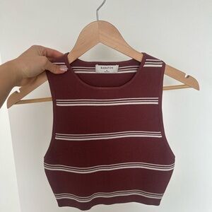 Babaton Burgundy Striped Women's Top